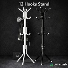 12 Hooks Coat Stand Coat Hat Jacket Umbrella Floor Standing Rack Clothes Hanger
