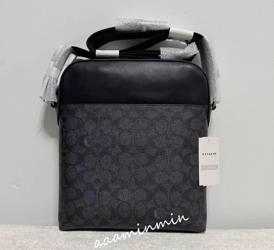 NWT Coach CZ398 Men's Houston Flight Bag Signature Canvas&Leather