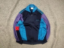 Giacca da pista vintage anni 90 Adidas Originals Bright multicolore con zip retrò