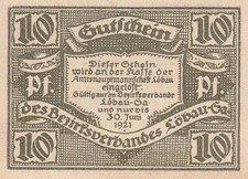10 fenigów Notgeld, Okręgowy Związek Löbau w Saksonii, 30 czerwca 1921