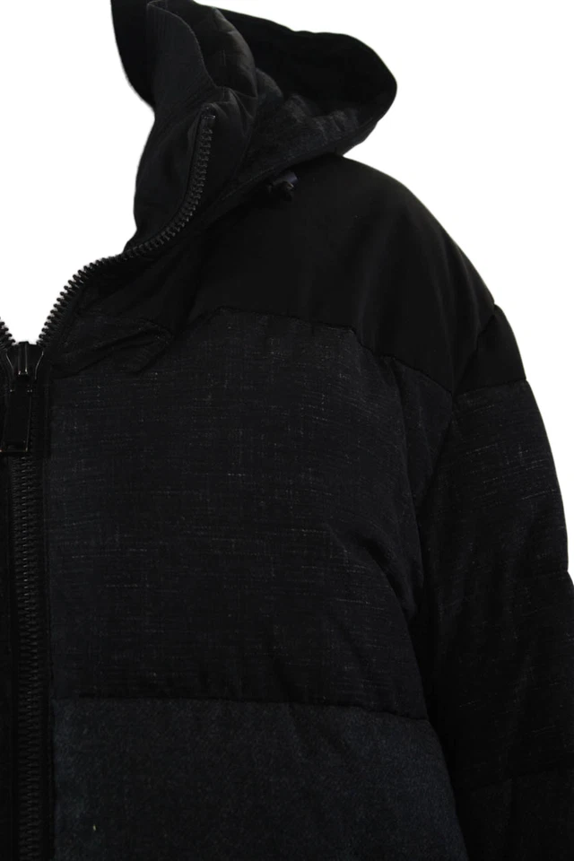 Chaqueta acolchada acolchada acolchada con textura manga larga cremallera completa talla negra Elie Tahari para mujer Foto 2 de 4