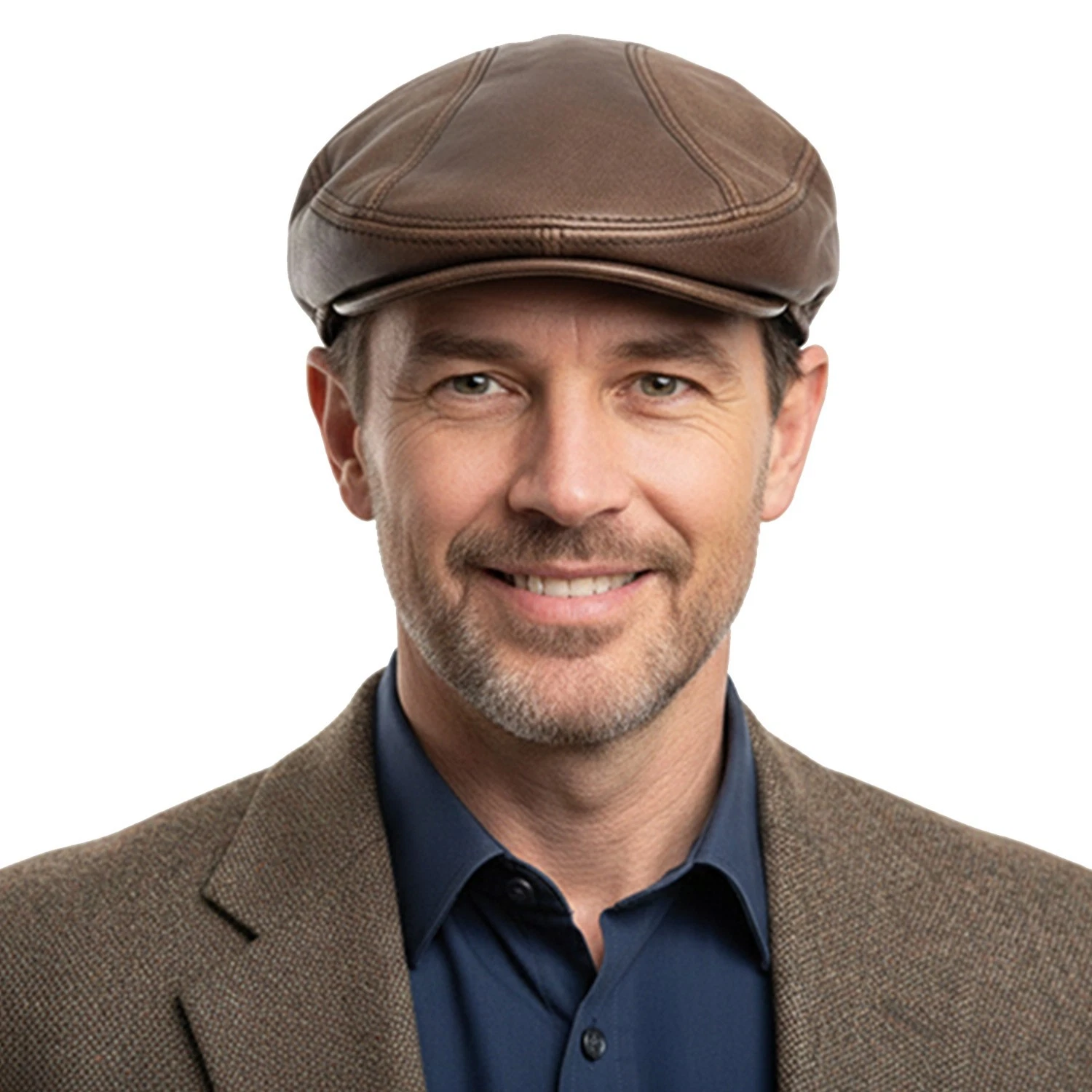 Genuine Distressed Leather Flat Ivy Cap for Men & Women – Vintage Newsboy Cap