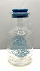 Vtg Pyrex Carafe Lid Pitcher Cornflower Glass Clear Blue Floral Flowers 2Qt 2L
