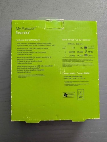 Western Digital Black My Passport Essential 250GB USB 2.0 Hard Drive 0244571 - Afbeelding 3 van 6