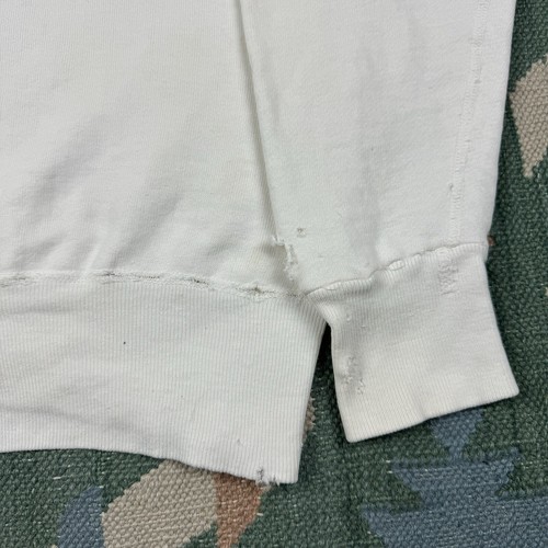 Vintage 40s 50s Single V Crewneck Sweatshirt White Size Small Distressed - Bild 6 von 13