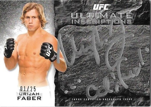 2014 Topps UFC Knockout Srebrny długopis Karta z autografem "Cali Kid" URIJAH FABER 01/25