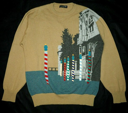 CHRISTIAN DIOR sweater beige green grey 