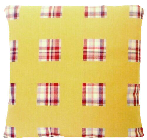 Yellow Cushion Cover Red Check Osborne & Little Woven Cotton Fabric CLEARANCE - Picture 1 of 1
