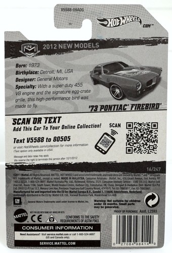 Hot Wheels 1973 Pontiac Firebird 2012 New Models - V5588 NRFP Burnt Orange 1:64 - Picture 4 of 4