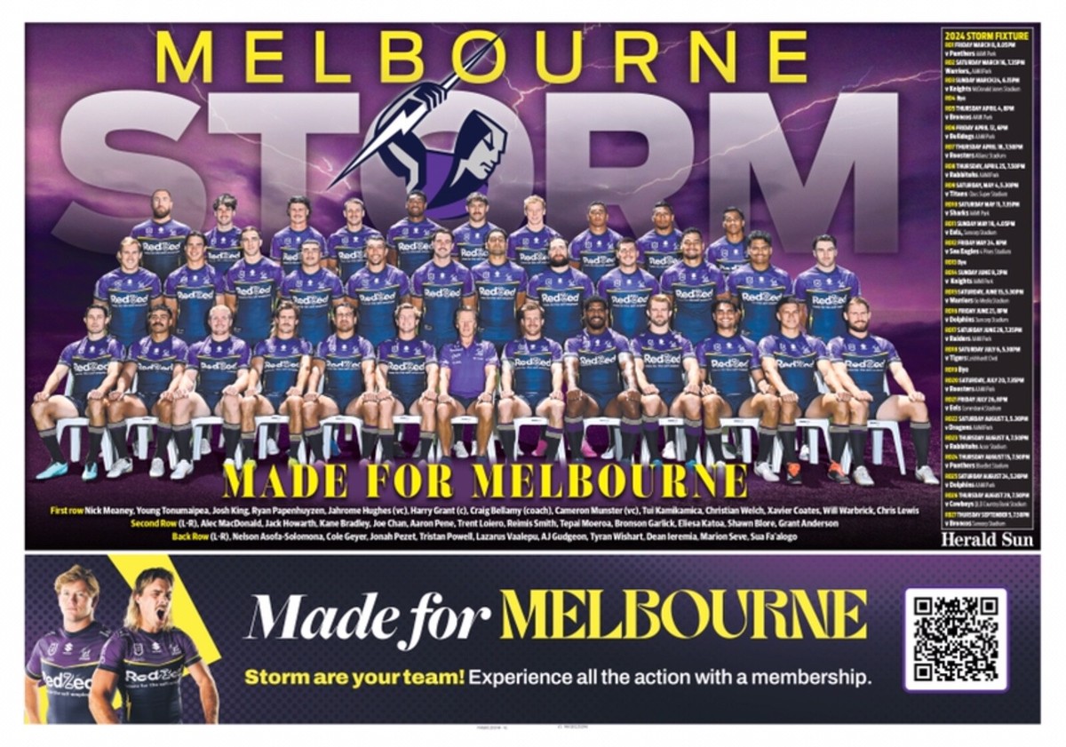 BIG Melbourne storm 2024 NRL RUGBY TEAM LAMINATED POSTER,BARGAIN