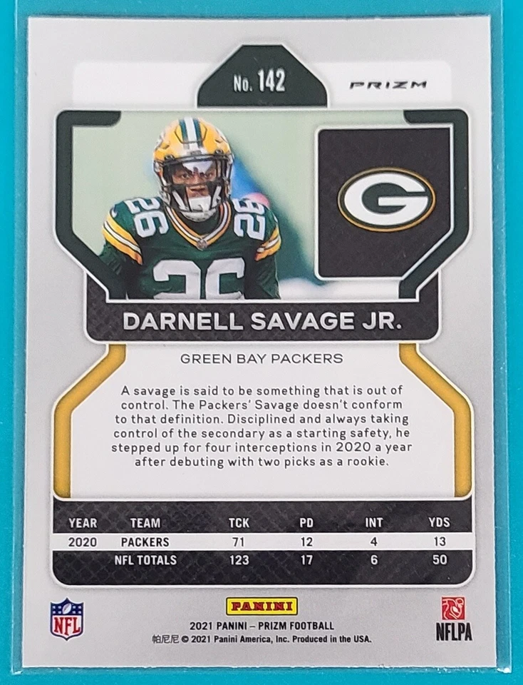 2021 Prizm Red Ice RC #142 Darnell Savage Jr. Packers FOOTBALL Card W7 - Image 2 of 2