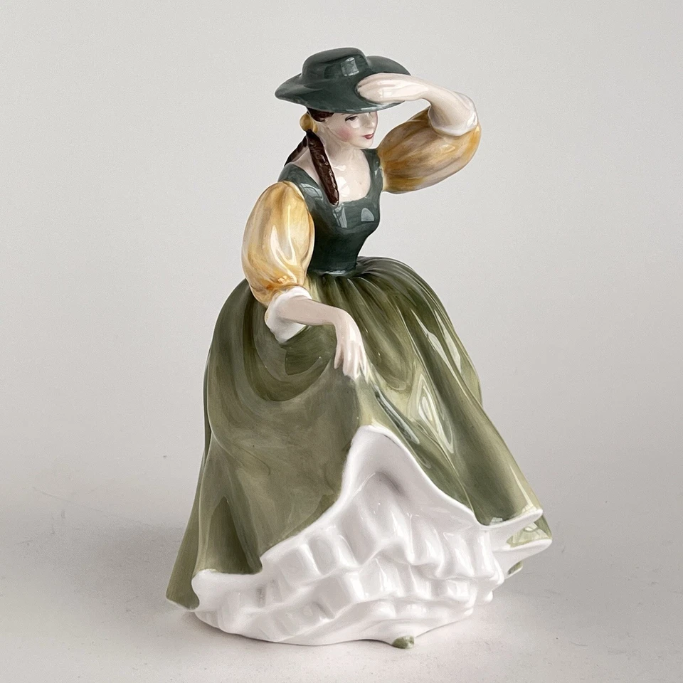 Vintage Royal Doulton Buttercup Bone China Green Dress Figurine 1963 Cottagecore - Image 4 of 4