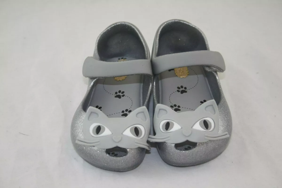 NWB 30901 MINI MELISSA ULTRAGIRL II SP 52533 SILVER GLITTER FLAT SHOE SIZE 7