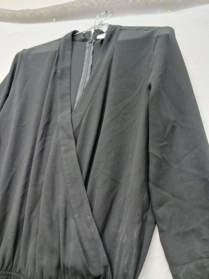 Mono CABI Mujer S Negro Manga 3/4 Cuello Sobrepelliz Cintura Elástica Oficina Foto 2 de 4