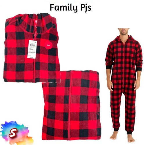 NWT Family Pajamas Matching Men's S 1-Pc. Red Check Printed Pajamas 100127326