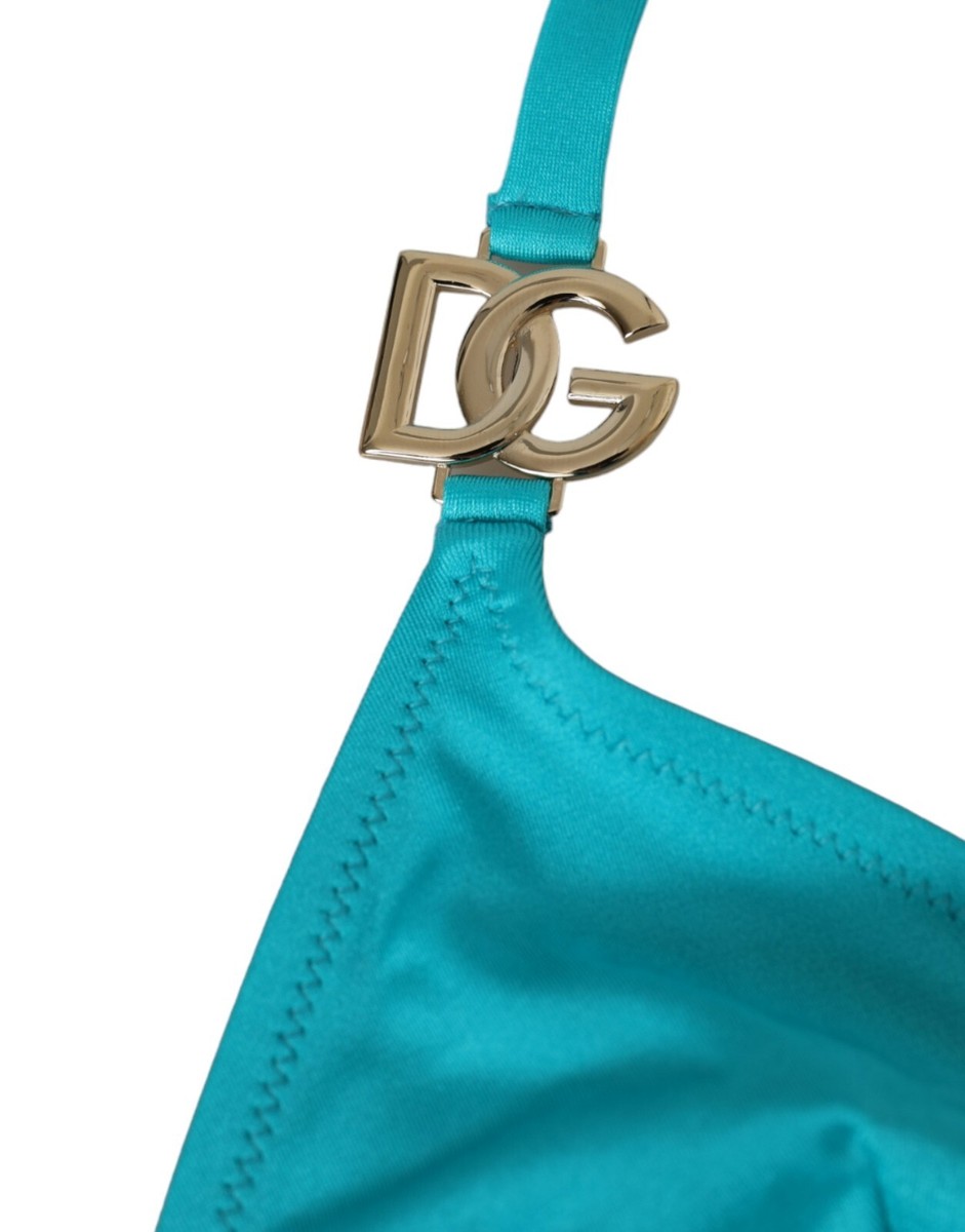 本日限定値下げ！海外限定？Dolce&Gabbana beachwear 水着 DOLCE & GABBANA Bikini Top Green Halter DG Logo Swimwear