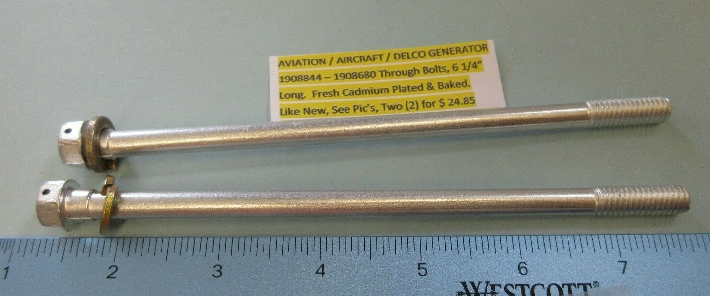 (2) Delco Generator 1908844-1908680Through BOLTS 6-1/4" Long (Aviation ...