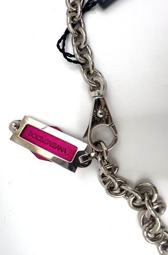Dolce Gabbana fashion chain silver/fuchsia women belt size M MSRP $595 - Picture 3 of 4