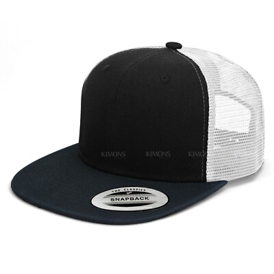 Premium Snapback Hat Flat Bill Baseball Cap Trucker Solid Blank Adjustable CS