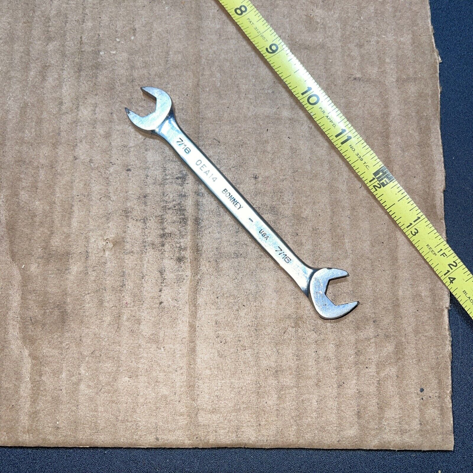 BONNEY USA OEA14 7/16in Open End SAE ANGLE 6pt WRENCH Vintage