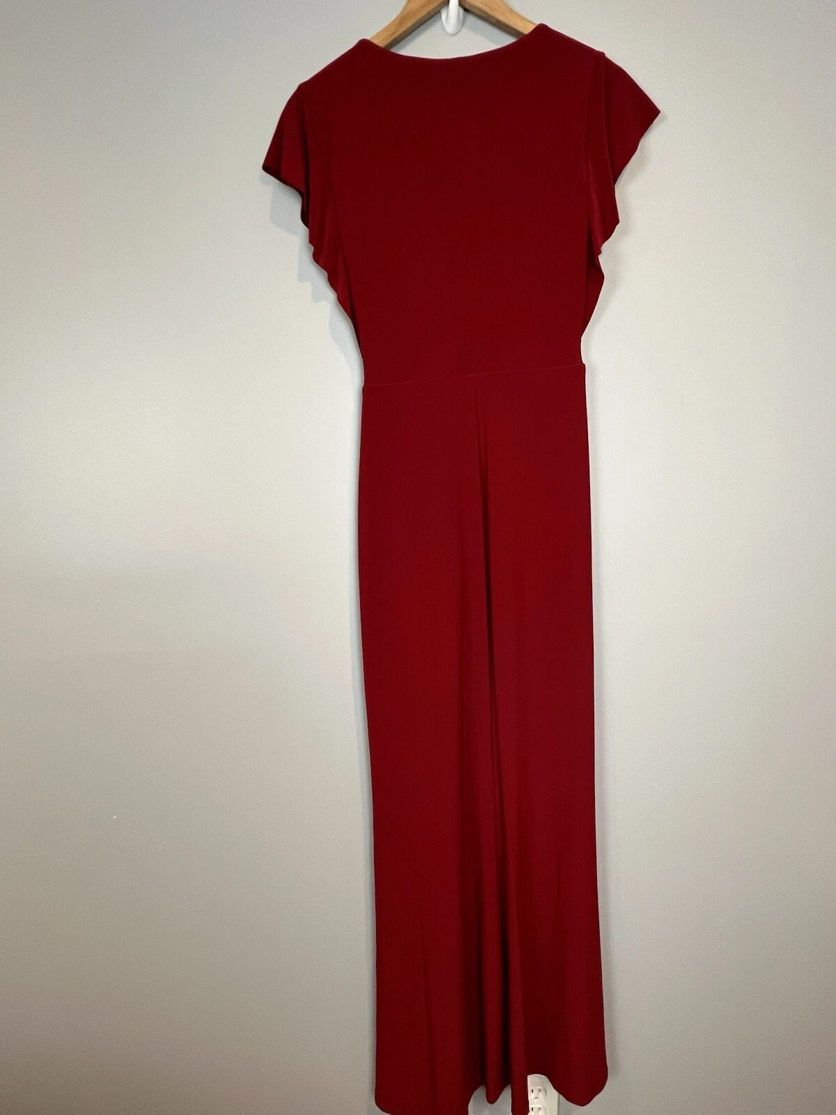 VALENTINO Abito rosso Lauren Ralph Lauren taglia 2 manica svasata scollo a V spilla nuovo con etichetta