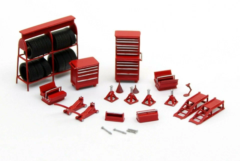 SCALEXTRIC PIT CAR GARAJE ACCESORIOS GATOS CAJAS HERRAMIENTAS ESCALA 1/32 - SIN PINTAR - Imagen 2 de 4