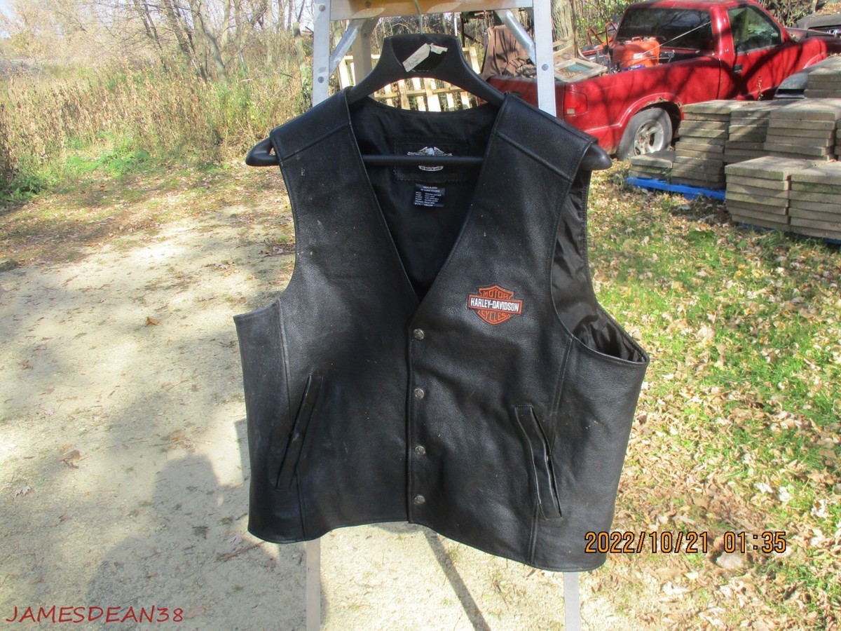 Harley Davidson Size 2XL LEATHER VEST BAR & SHIELD LOGO BLACK | eBay