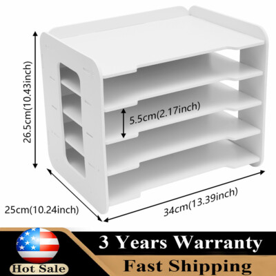 5 Tiers Stackable File Organizer Tray Desk Desktop Paper Document Tray ...