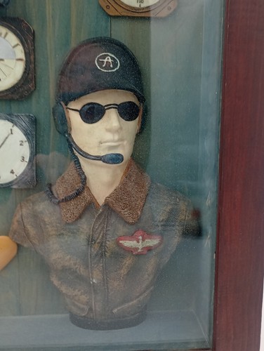 Vintage Aeronaut Flying Machine Pilot Plane Shadow Box Air Force Bomber Jacket - Bild 3 von 14