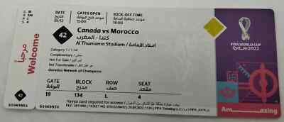 Billet Match Coupe Du Monde 2022 - Canada Vs Maroc - Stub Ticket - Qatar