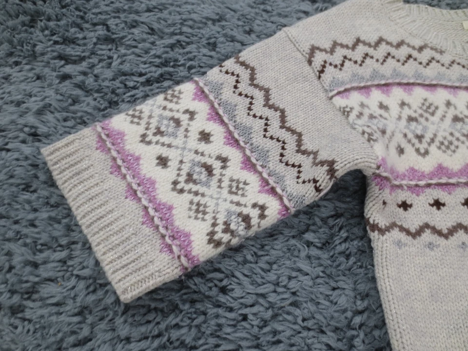 Suéter Sundance Mujer Pequeño Beige Metálico Lana Angora Tejido Cárdigan Manga 3/4 Foto 4 de 4