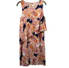 J Jill Women's Dress Small Paisley Sleeveless Layered Short Pullover Stretch