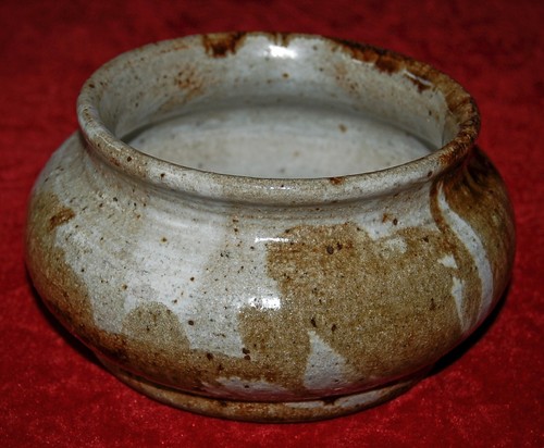 CUENCO DE CERÁMICA DE GRES VINTAGE esmalte por goteo marrón años 60 firmado Bruce Russell - Imagen 4 de 7