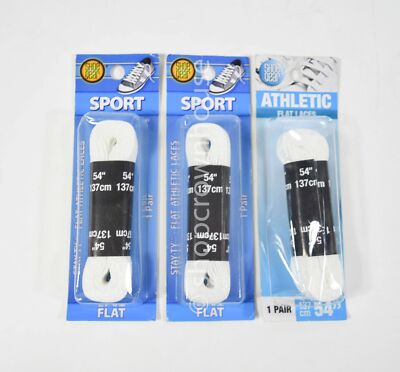 3 Pairs Shoe Gear Sport Flat WHITE 54'' Athletic Shoe Laces - Stay-Ty #22