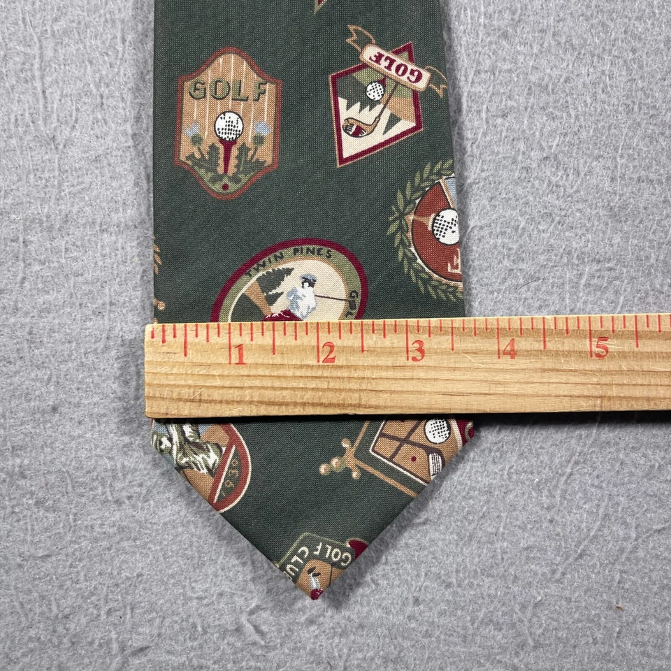 Corbata de Colección Surrey Hombres Verde Estampado de Club de Golf Corbata Medallón Algodón EE. UU. 58" NUEVA Foto 4 de 4