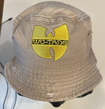 Shaolin Wu-Tang Band Patch Distressed Khaki Tan Bucket Hat Mens Size XL/XXL