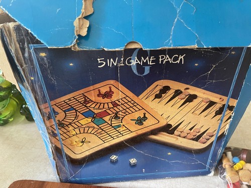 Vintage 5 in 1 Game Set Vintage Wood . Good Condition. Collectible. - Picture 8 of 8