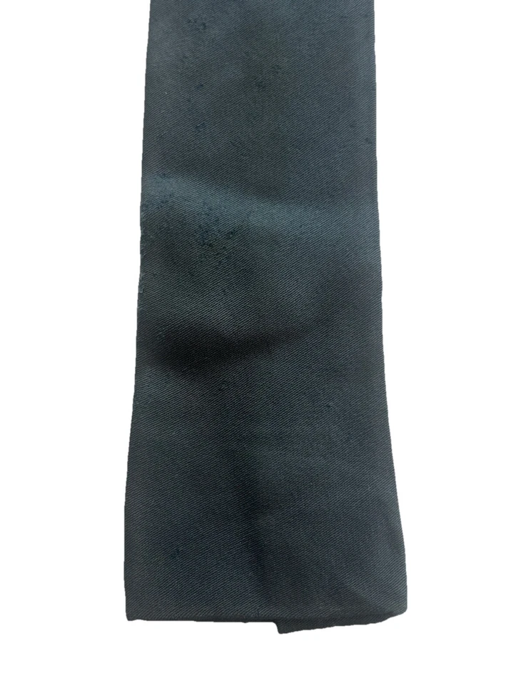 Corbata de gabardina Mallinson vintage años 50 azul marino con cuadrado de pato bordado Foto 3 de 4