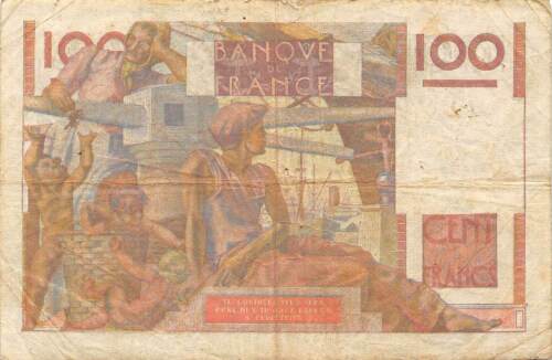 France 100 Francs 12.10.1950 Series Z.375 Circulated Banknote FS - Picture 2 of 2