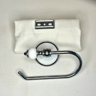 Toilet Paper Holder * White Glass Accents on Silver * Unnamed But Well Made