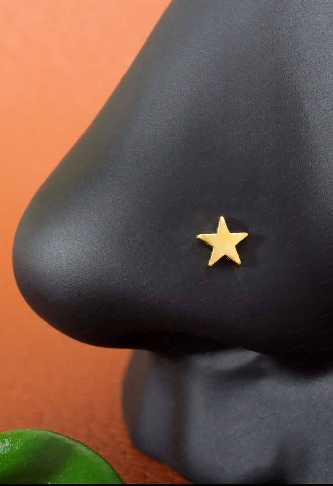 Звезда нос кольцо из нержавеющей стали нос гвоздики • L изгиб • 20 калибр - Изображение 4 из 4