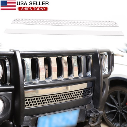 2PCS Chrome Stainless Steel Grille Front Accent Trim Fit For Hummer H3 2005-2009
