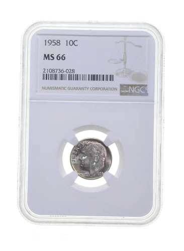 MS66 1958 Roosevelt Dime - Graded NGC Toned *4250