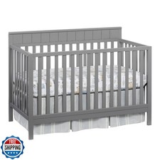 Oxford Baby Logan 4-in-1 Convertible Baby Crib, Dove Gray, GreenGuard Gold Ce