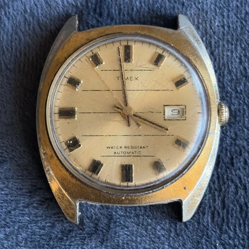 Vintage Timex Calendar Automatic Watch Gold Tone Runs