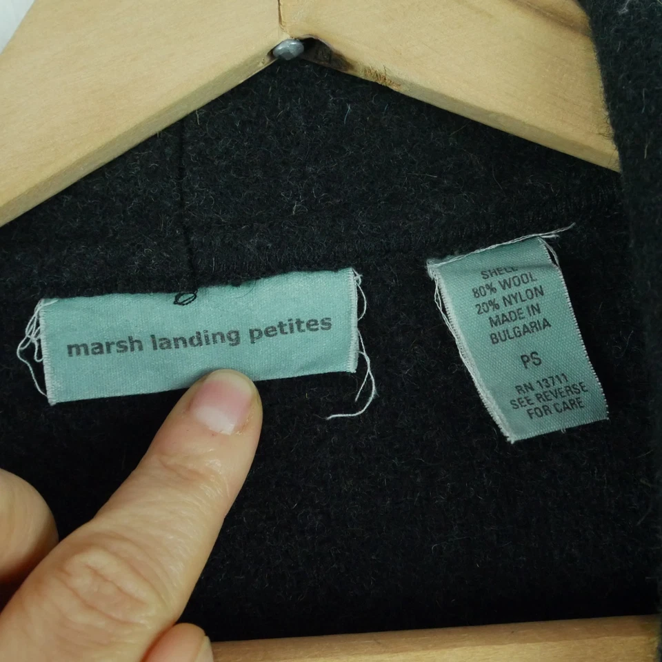 Vintage Petite Small Boiled Wool Coat Shawl Collar Toggle Green Countryside 90s - Image 2 of 4