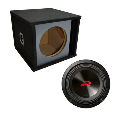 Universal 10'' Alpine R2-W10D4 Ported Sub Box, Paintable Enclosure, Final 2 Ohm