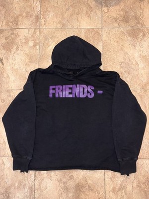 Black V Lone Friends Purple lettering hoodie, cropped style Size XL