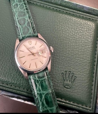 1970 ROLEX OYSTERDATE Ref. 6694 Box Und Gegenbox Krokodilarmband