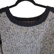 Men's Knit Sweater Crew Neck Long Sleeve Gray Black Speckled Casual